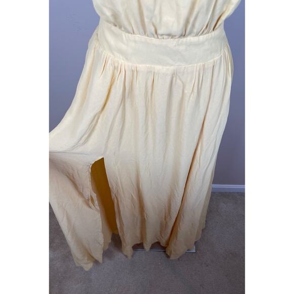 Reformation Andee Halterneck Open Back Sunshine Yellow Maxi Dress Size 10 - Picture 4 of 9